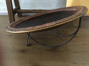 Beautiful Asian earthenware bowl on stand.